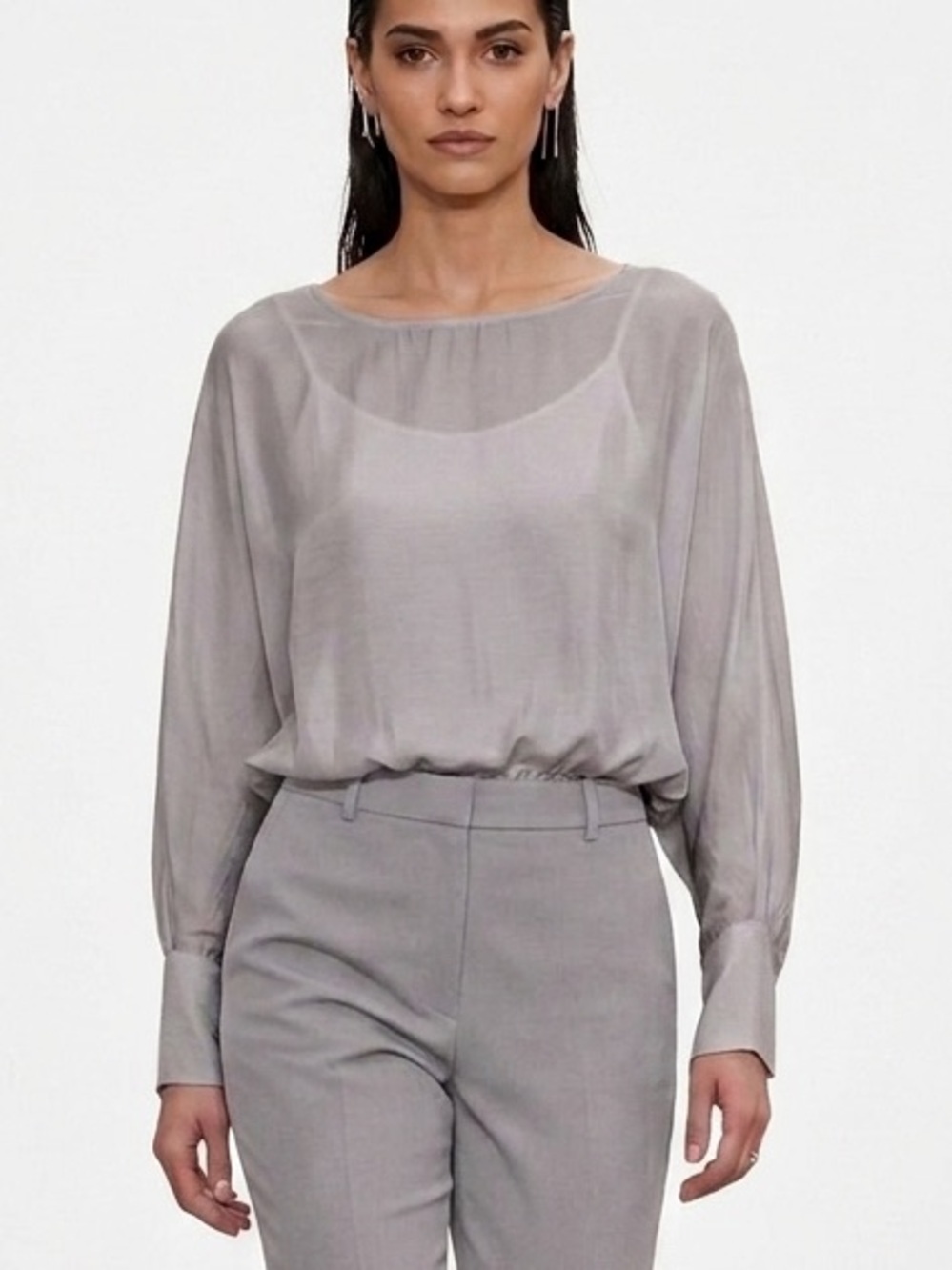 Made In Italy Sheer Blouse with Cami Set S NWOT